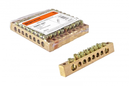 TDM ELECTRIC SQ0801-0001 Шина "N" нулевая 6х9мм  8/2 (8групп/крепеж по краям) TDM